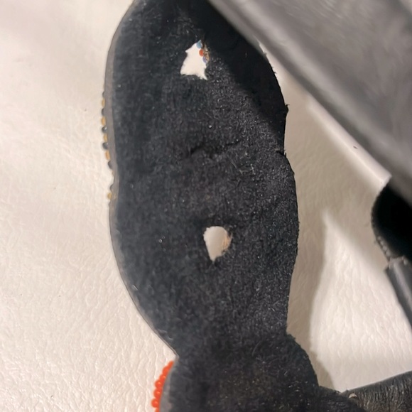 Rare Handmade Leather flip flops. Seed bead detailing. Floral & colorful art - Picture 3 of 7